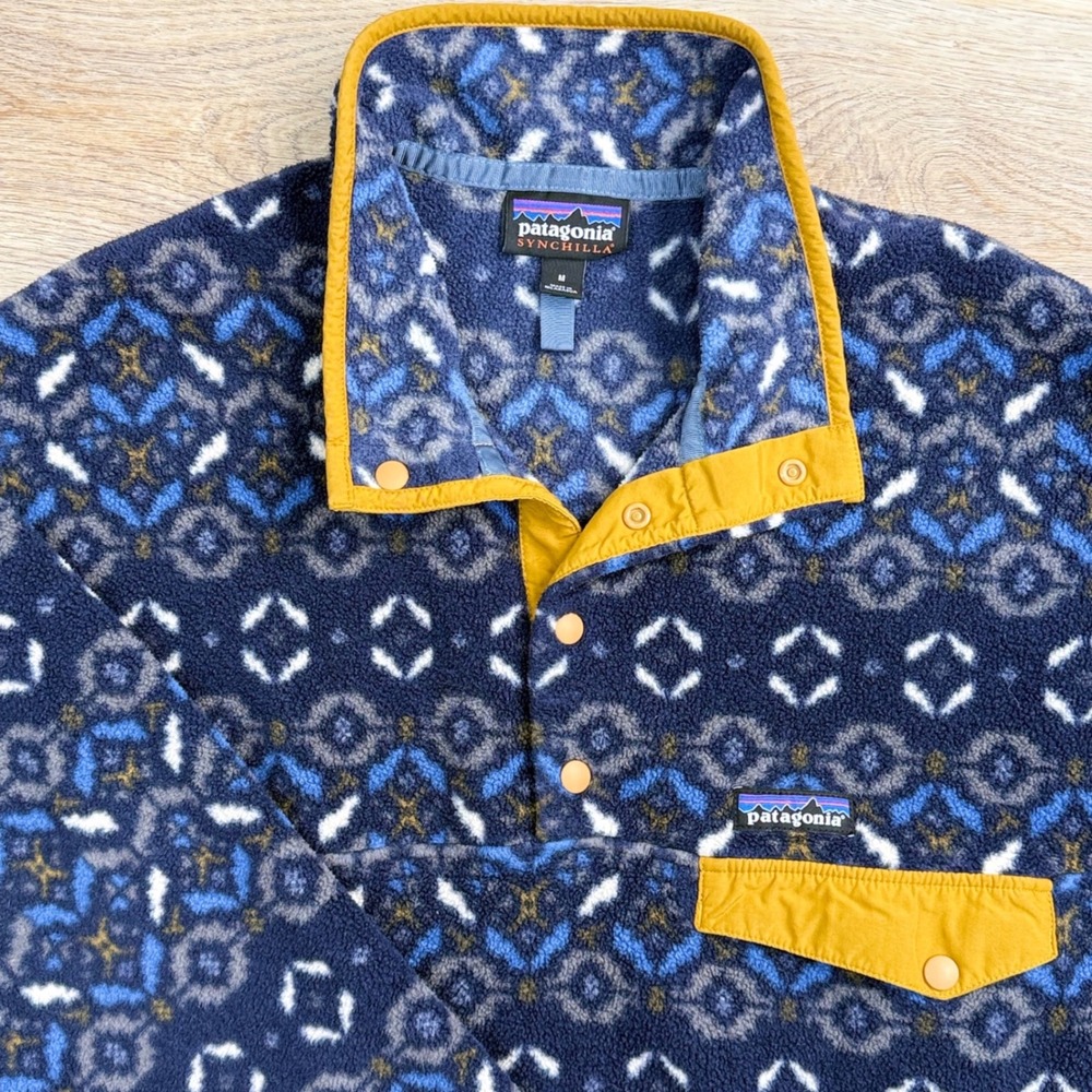 Patagonia Synchilla Snap-T Fleece Pullover Mens Size M Blue 2019 Retro Aztec